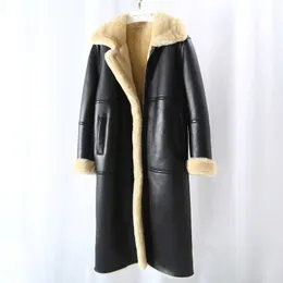 OFTBUY Brand Real Fur Coat Winter Jacket Women Natural Genuine Leather Merino Sheep Fur Thick Warm Outerwear Streetwear 201103