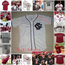 Xflsp 2022College Custom USC South Carolina Gamecocks Stitched Baseball Jersey 8 Carlos Cortes 33 Chris Cullen 15 Adam Hill 19 Jackie Bradley Jr.