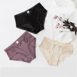 3 Pack Womens 100% Silk Spets Thin Sexy Trosies Briefs Underwear Lingerie M L XL TG005 201112