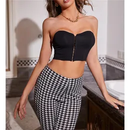 Bustiers & Corsets Fashion Trend Women Solid Color Bustier Crop Tops Strapless Front Clasp Closure Slimming Tanks For SummerBustiers