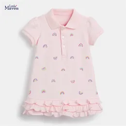 Little Maven Letna sukienka Casual Cotton Ubrania Pink Rainbow Pretty Princess Dress for Baby Girls Kids 2-7 lat 220707