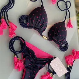 Zrtak Damen-Badeanzug mit Bindegürtel, sexy Bikini, solide Strandmode, Sommer-Badeanzug, Push-Up-Bademode, hoch geschnittener Tanga, Bikini-Sets 220408