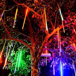 Strings LED Bunte Meteor -Dusche Regenschnur Drop Leuchten wasserdicht 8 Röhren Weihnachten Hochzeitsgarten Festival Dekorierte Schnur