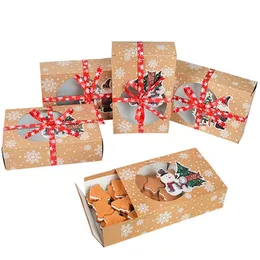 8 sztuk Kraft Papier Boże Narodzenie Cookie Pudełka Pudełka Santa Claus Prezenty Worki Wesołych Świąt Boże Narodzenie Dekoracje do Home Navidad Rok 220420