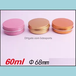 2 oz 60ml 60g 60g MTI- 컬러 라운드 알루미늄 캔 나사 뚜껑 금속 깡통 항아리 빈 슬립 슬라이드 컨테이너 SN2026 드롭 배달 2021 포장 상자