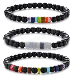 Tendência contas pretas Imperador colorido natural Spacer Spacer Breads Bracelet de 6 mm de ioga pulseiras elásticas para jóias de moda feminina