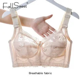 Fallsweet Wireless Bras for Women Embroideryセクシーなリンギアミニマイザーウルトラ薄い下着B C D Eカップ220519