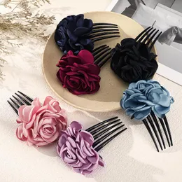 13cm French Brides Hair Combs Vintage Bröllopsblomma Kvinnor Hårstolar För Flickor Mode Ponytail Hårtillbehör