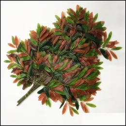Faux olivträd gren blomma silke grön röd färg blad stammar för bröllop hem dekorativa konstgjorda växter droppe leverans 2021 blommor wre
