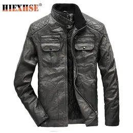 Hiexhse Mens Leather Jukets Motorcycle Stand Stand Szipper Mobiles Male Us Size Pu Coats Biker Faux Leather Ofterwear 201127