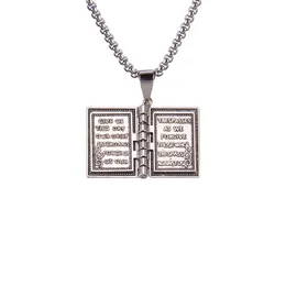 Pendant Necklaces Religion Necklace Openable Holy Bible Book Christian Catholicism Orthodox Jewelry With Stainless Steel ChainPendant