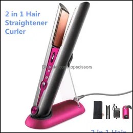 Haarglätter Pflege Styling Werkzeuge Produkte 2021 2 in 1 Glätteisen Lockenwickler Haare Fuchsia Farbe Versand am selben Tag Drop Lieferung Nrqb8