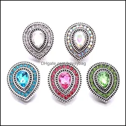 Clasps Hooks Rhinestone Gadget Water Drop 18mm Snap Button Charms for Snaps Diy Jewelry Sentre