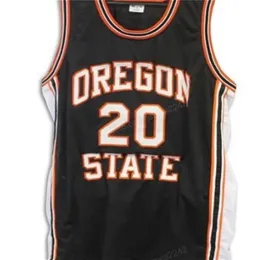 Nikivip Cheap Custom Retro # 20 Gary Payton Oregon State Beavers Maglia da basket da uomo Nero Arancione cucita Qualsiasi dimensione 2XS-3XL 4XL 5XL Nome Numero