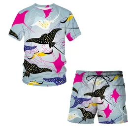 Harajuku t-shirt 3d padrão abstrato impressão casual tee verão manga curta em torno do pescoço homens mulheres top shorts terno roupas masculinas 220624