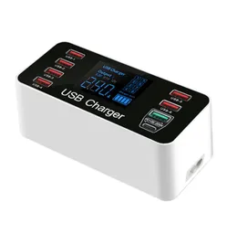 60W 8 Ports USB-Telefonladegeräte QC3.0 PD Typ C USBC Schnellladegerät Schnellladung Smart LED-Anzeige Ladestationsadapter A9 A9P