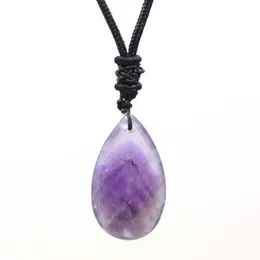 Pendant Necklaces Natural Healing Crystal Quartz Stone Necklace Amethysts Lapis Lazuli Agates Tear Drop Tiger JewelryPendant