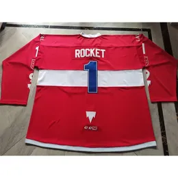 UF Custom Hockey Jersey Men Youth Women Vintage Laval Roc 1#Rocket High School Size S-6xl ou qualquer nome e número Jersey