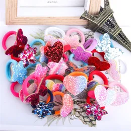 Elastic Hair Ties For Baby Girls Five-Pointed Star Love Heart Butterfly Hair Accessories Rainbow Gradient Sequins HairBands 1 38xt E3