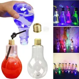 Creative light bulb plastic beverage bottle disposable take-away packaging LED Lights milk tea fruit juice bottle LK173