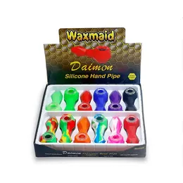 Waxmaid Smoking Pipe Diamond Shaped Platinum Cured Silicone Hand Tobacco Dry Herb Pipe With Glass Bowl Gift Box Package Dab Rig Bongs Water Pipes