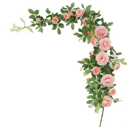 En silk rosblomma vinrankor 145 cm längd konstgjord kamellia pion rotting för hemdörr girland blommig dekoration