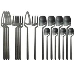 ディナーウェアセット18/10ステンレス鋼の食器セット16pcs/set black cutleryナイフフォークコーヒースプーンパーティーホームシルバーウェア