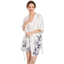 Women's Sleepwear Female Loose 2PCS Robe Suit Chinese Style Intimate Sleep Dress Sexy V-Neck Mini Nightgown Ice Silk Casual Nightwear
