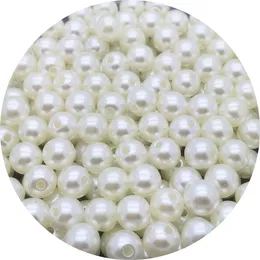 3-8mm Okrągły ABS Plastikowy kształt Imitacja Perły Białe Koraliki Handmade DIY Bransoletka Akcesoria Biżuteria Wytwarzanie Hurtownie 150 sztuk / zestaw