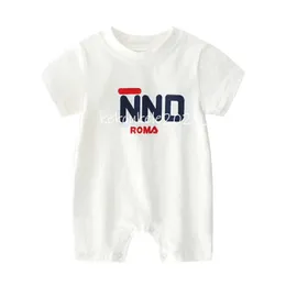 Macacão de verão para bebês meninas e meninos manga curta 100% algodão roupas recém-nascidas com estampa de letras infantil bebê macacão infantil pijama