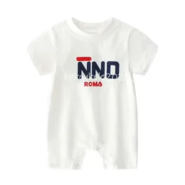 Sommar babybyxor flickor och pojkar Kortärmad 100 % bomull Nyfödda Kläder Brevtryck Spädbarn Baby Romper Barn Pyjamas