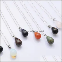 Pendant Necklaces Pendants Jewelry Natural Stone Crystal Agate Sier Plated With Link Chain For Women Girl Men Decor Drop Delivery 2021 Min