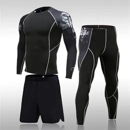 Człowiek kompresyjny garnitur sportowy Szybkie wysuszenie pocenie się Fitness Zestaw MMA Rashguard Male Sportswear Jogging Ubrania 220518