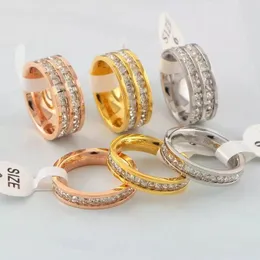 Lux design Top Quality Extravagant full diamond channel set Love Ring Gold Silver Rose Stainless Steel Couple Rings Fashion Women wedding Jewelry Lady Party Gifts