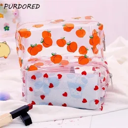 Purdored 1 PC Girl Clear Cosmetic Bag PVC Transparent Make -up -Tasche für Frauen wasserdichte Reißverschluss Schönheit Hülle Reisen Toilettenbeutel 220616