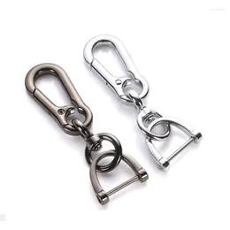 Keychains 50pcs High-Grade Metal Car KeyChain 360 Degree D Shape Rotating Horseshoe Buckle Jewelry Key Rings Holder Genuine Bag Pendant Smal