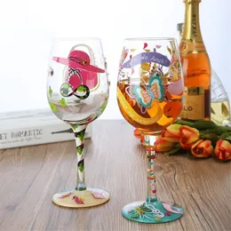 Copos coloridos caneca de cristal multicolorido de vinho tinto de vidro de vidro de vidro de aniversário presente de aniversário suprimentos de casamento vidro vinho glasse 1 peças 210326