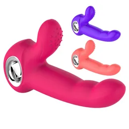 Vibrador duplo para escavação do ponto G, massageador vaginal feminino, estimulador de clitóris, brinquedos sexuais adultos para mulheres