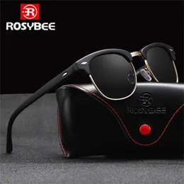 Rosybee UV400 поляризованные солнцезащитные очки мужчины женщины классические ретро -солнцезащитные очки.