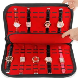 Titta på lådor Fall 20 Slots Watchband Travel Pouch Box Multifunktion Portable Strap Organizer Storage Case Bag Holder for Home Shop