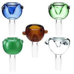 Round Colorful Hookah Smoking Bowls Glass Slide Thick Filter Bowl 14mm Joints For Bong Water Pipe Accessories