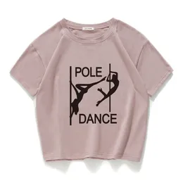 Pole Dance Grafik lustige lässige Frauen Crop Top 100 % Baumwolle kurze T Shirt Frauen Camisetas Verano Mujer Frauen Kleidung Harajuku 220422