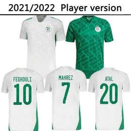 Jerseys de futebol Algerie Player Versão Home White Away Green Mahrez Feghouli Bennacer Atal 20 21 Camisa de futebol da Argélia Men Maillot De