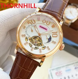 Президент подлинной черной коричневой кожи мужские часы 44 мм автоматический механический 5TM водонепроницаемый самозащитный модный браслет для моды часов Relojes de lujo para hombre