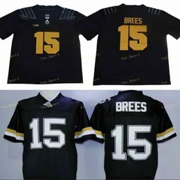 Purdue Boilermakers Drew Brees College Football Jerseys # 15 Drew Brees Home BLack University Football Shirts