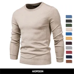 Pullover de espessura do inverno Men Oneck Color Sólida Manga Longa Sweaters Slim Sweaters Homem Men Sweater Pull Macho Clothing 220811