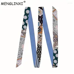 Sjaals "Board Game" merk Long Skinny Scarf Fashion Head for Ladies Silk Women 200cm Dot Bag Ribbons Female Belt 2022Scarves KIMD