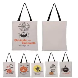 Halloween Candy Bag Party Portable DrawString Pocket Bat Letter Print Tote Bags Canvas Cartoon Trick or Treat Kids Casual Gift Sack C0817