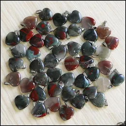 Pendant Necklaces Pendants Jewelry Natural Dragon Blood Stone Crystal Quartz Love Heart 20Mm Wholesale Woman Charm Dhnfl