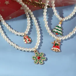 Colares pendentes Ins temperamento Pearl Christmas Clavícula liga liga o óleo de neve de neve para mulheres Presentes